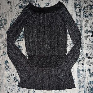 Sparkling Black Off-the-Shoulder Sweater